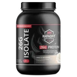 Bottle of Isolate protien from RhinoFit sports nutrition