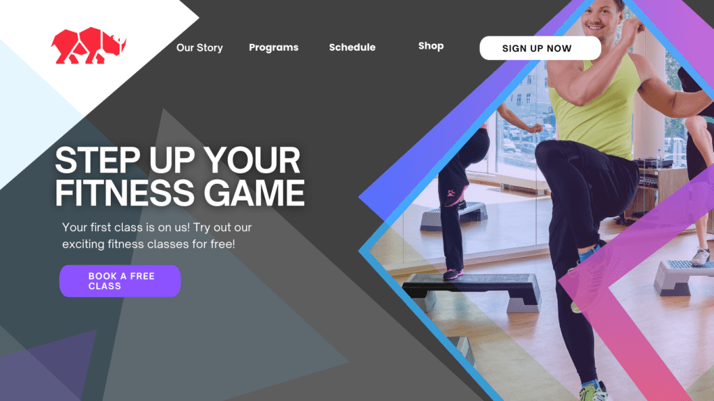 Image of a gym website design