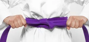Image of a purple Taekwondo belt representing one of the Taekwondo belt levels and ranking system