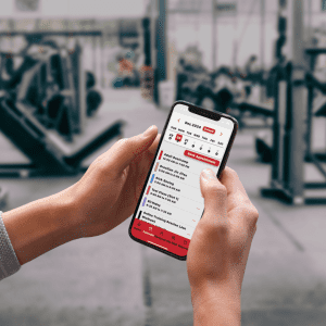 Image of a mobile app for gym members
