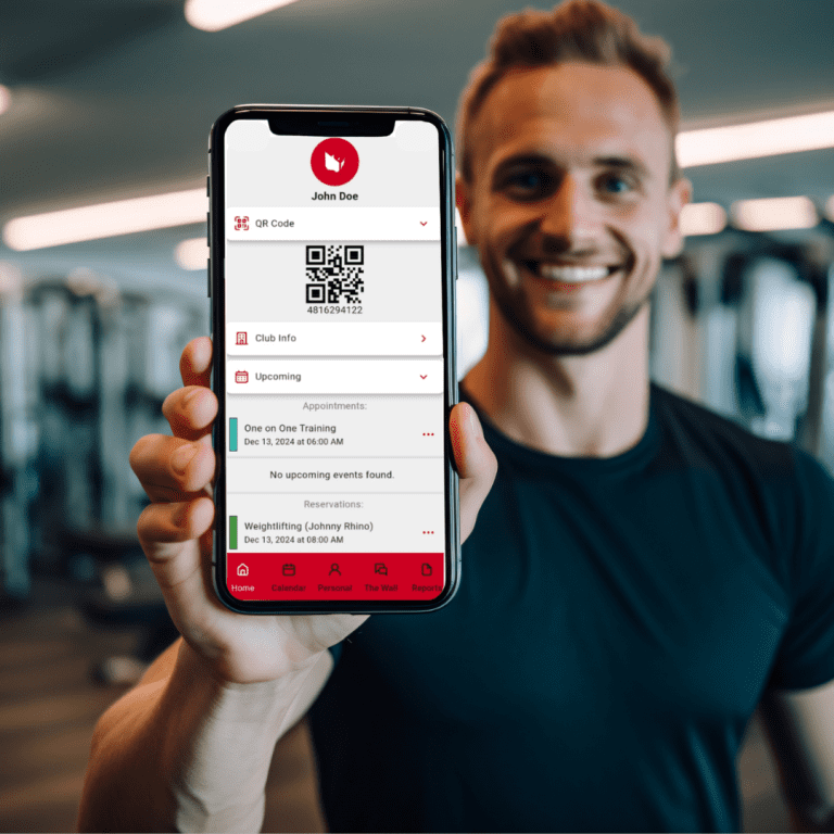Image of a mobile app for gym members
