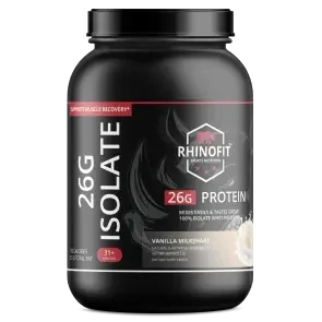 Bottle of Isolate protien from RhinoFit sports nutrition